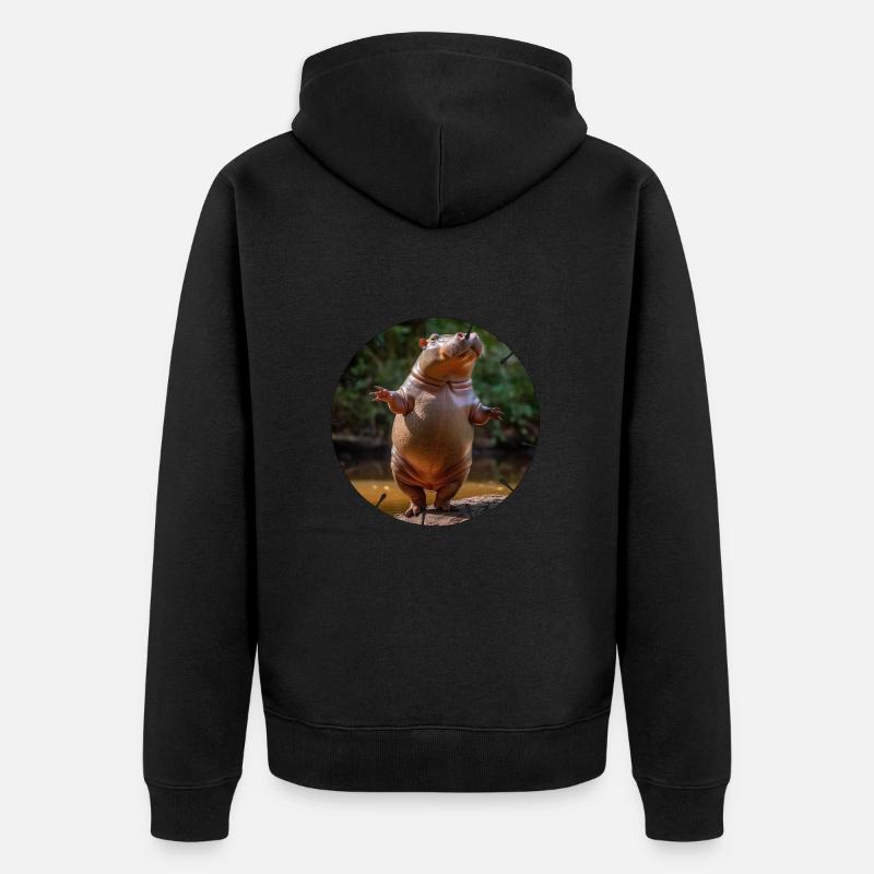 Un hippopotame ose danser - Veste à capuche bio Premium Unisexe - noir