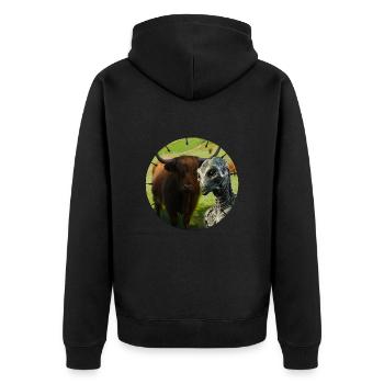Alien in die Kamerafalle getappt? - Unisex Premium Bio Zip Hoodie - Schwarz - Hinten - Nico (187cm)