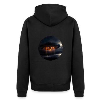UFO-Sichtungen in den sozialen Medien - Unisex Premium Bio Zip Hoodie - Schwarz - Hinten - Nico (187cm)