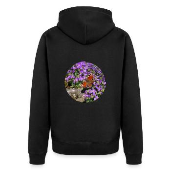 Pfauenaugen sind die bekanntesten Schmetterlingen - Unisex Premium Bio Zip Hoodie - Schwarz - Hinten - Nico (187cm)