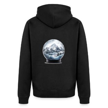 Die Schönheiten der Erde in einer Schneekugel - Unisex Premium Bio Zip Hoodie - Schwarz - Hinten - Nico (187cm)