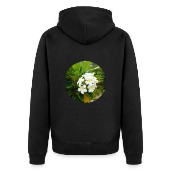 Plumeria est une fleur exotique et parfumée - Veste à capuche bio Premium Unisexe - noir - Dos - Nico (187cm)