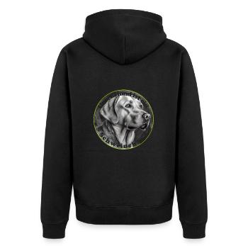 Den inneren Schweinehund besiegen - Unisex Premium Bio Zip Hoodie - Schwarz - Hinten - Nico (187cm)