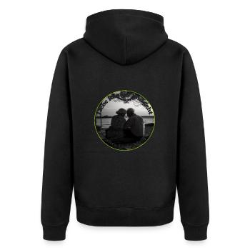 Liebe gehört zu einer erfüllten Beziehung - Unisex Premium Bio Zip Hoodie - Schwarz - Hinten - Nico (187cm)