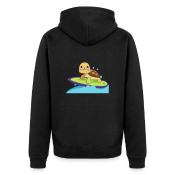 Kawaii Turtle Surfer - Cute Beach Design - Unisex Premium Organic Zip Hoodie - black - Back - Nico (187cm)