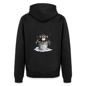 Affe sucht Abkühlung - Unisex Premium Bio Zip Hoodie - Schwarz - Hinten - Nico (187cm)