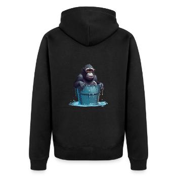 Singe se rafraîchissant pendant la chaude journée d’été - Veste à capuche bio Premium Unisexe - noir - Dos - Nico (187cm)
