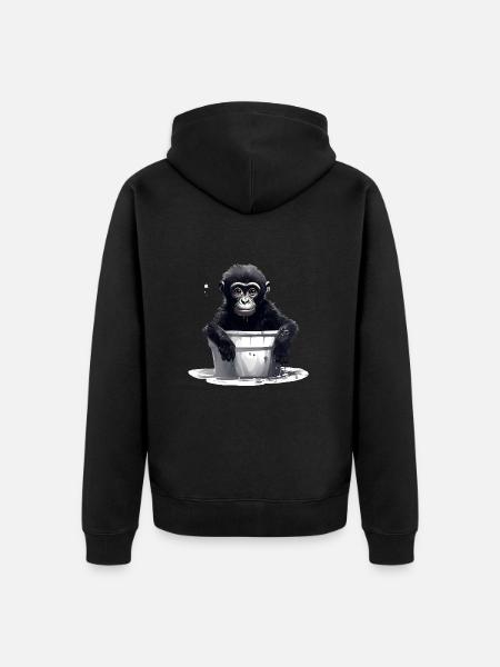 A monkey defies climate change - Unisex Premium Organic Zip Hoodie - black