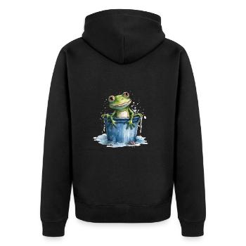 La grenouille lave et refroidit dans le seau d’eau - Veste à capuche bio Premium Unisexe - noir - Dos - Nico (187cm)
