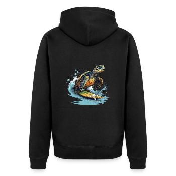 Turtle surfing - Unisex Premium Organic Zip Hoodie - black - Back - Nico (187cm)