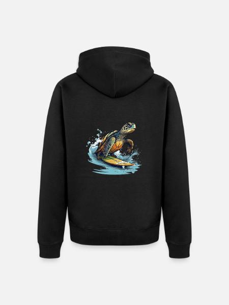 Turtle surfing - Unisex Premium Organic Zip Hoodie - black