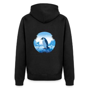 Penguin in the middle of plastic waste - Unisex Premium Organic Zip Hoodie - black - Back - Nico (187cm)