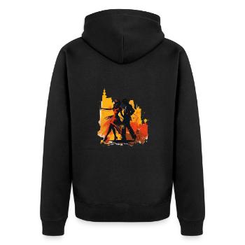 Der Mambo ist ein mitreißender Tanz - Unisex Premium Bio Zip Hoodie - Schwarz - Hinten - Nico (187cm)