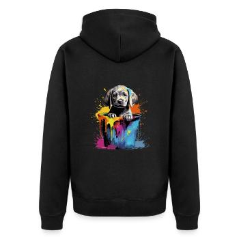 Labrador Hund Hunderasse - Unisex Premium Bio Zip Hoodie - Schwarz - Hinten - Nico (187cm)