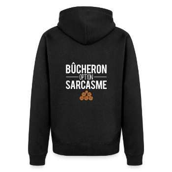Cadeau bûcheron option sarcasme métier bois humour - Veste à capuche bio Premium Unisexe - noir - Dos - Nico (187cm)