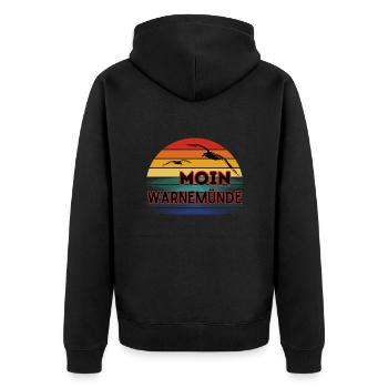 Moin Warnemünde avec mouette dans un style rétro - Veste à capuche bio Premium Unisexe - noir - Dos - Nico (187cm)