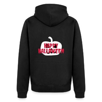 Happy halloween (Halloween pumpkin in the background) - Unisex Premium Organic Zip Hoodie - black - Back - Nico (187cm)