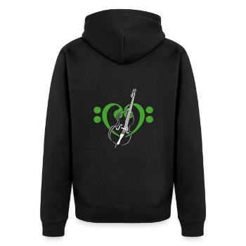 Cœur de clés basses avec contrebasse - Veste à capuche bio Premium Unisexe - noir - Dos - Nico (187cm)