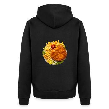 Ich esse nichts was Augen hat? - Unisex Premium Bio Zip Hoodie - Schwarz - Hinten - Nico (187cm)