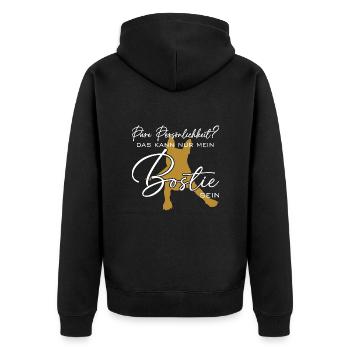 Bostie Boston Terrier pure Persönlichkeit - Unisex Premium Bio Zip Hoodie - Schwarz - Hinten - Nico (187cm)