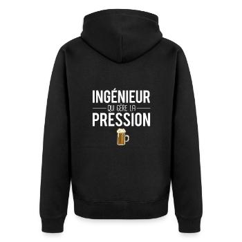 Ingénieur qui gère la pression bière humour - Veste à capuche bio Premium Unisexe - noir - Dos - Nico (187cm)
