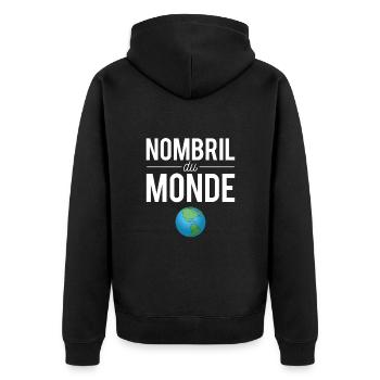 Le Nombril Du Monde Centre Du Monde Humour - Veste à capuche bio Premium Unisexe - noir - Dos - Nico (187cm)