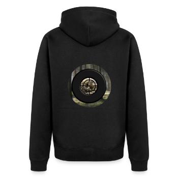 Ein Keiler durch das Zielfernrohr - Unisex Premium Bio Zip Hoodie - Schwarz - Hinten - Nico (187cm)