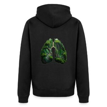 Man needs the jungle as a green lung - Unisex Premium Organic Zip Hoodie - black - Back - Nico (187cm)