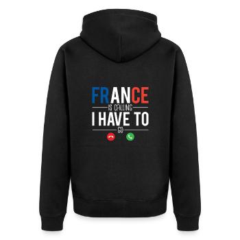 La france m'appelle je dois y aller français - Veste à capuche bio Premium Unisexe - noir - Dos - Nico (187cm)