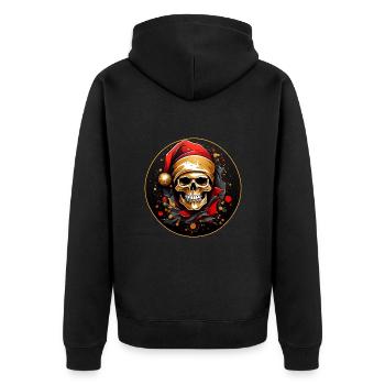 Skull as Santa Claus skull with Santa hat - Unisex Premium Organic Zip Hoodie - black - Back - Nico (187cm)