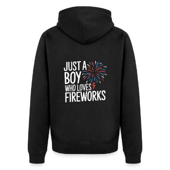 Pyrotechniker Feuerwerk Pyrotechnik - Unisex Premium Bio Zip Hoodie - Schwarz - Hinten - Nico (187cm)