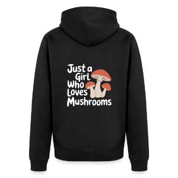 Pilz Pilze Funghi Champignon - Unisex Premium Bio Zip Hoodie - Schwarz - Hinten - Nico (187cm)
