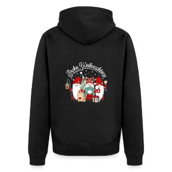 Wichtel Frohe Weihnachten Gnomies - Unisex Premium Bio Zip Hoodie - Schwarz - Hinten - Nico (187cm)