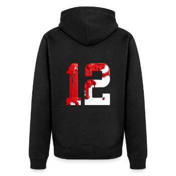 NON. 12 NUMÉRO 12 ROUGE BLANC 12E ANNIVERSAIRE - Veste à capuche bio Premium Unisexe - noir - Dos - Nico (187cm)