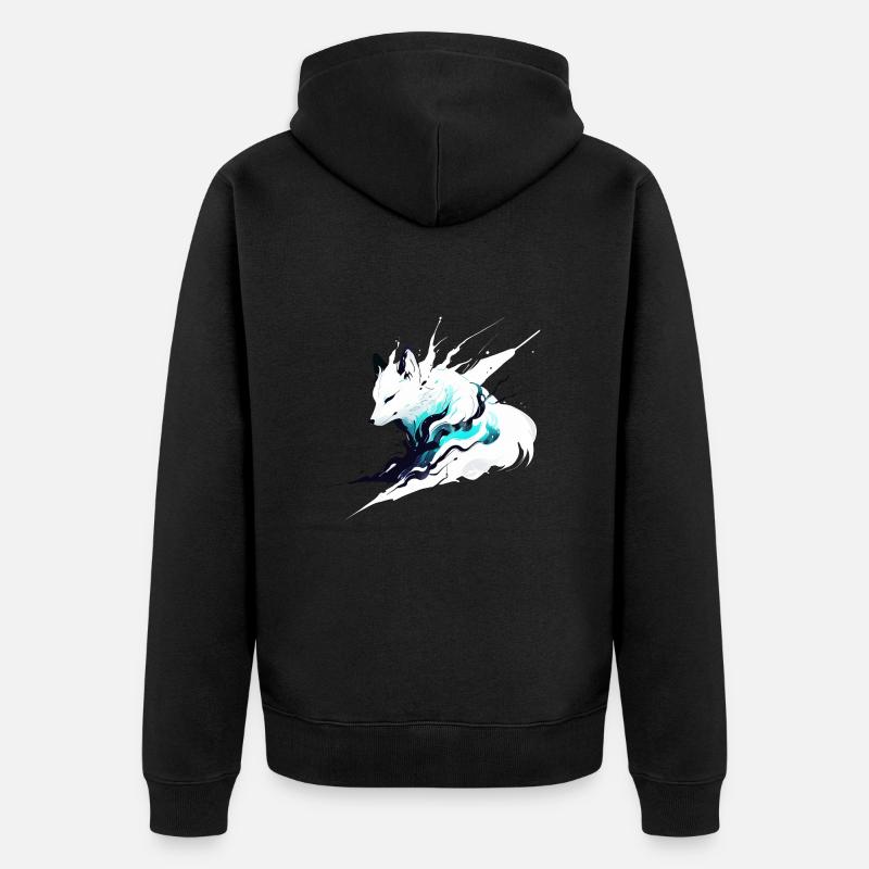 Geisterfuchs - Unisex Premium Bio Zip Hoodie - Schwarz