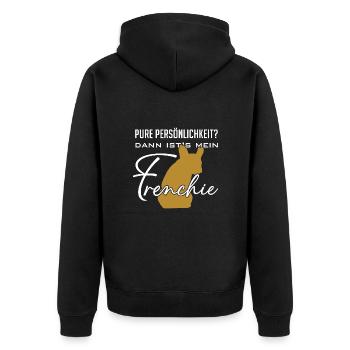 Frenchie Französische Bulldogge Persönlichkeit - Unisex Premium Bio Zip Hoodie - Schwarz - Hinten - Nico (187cm)