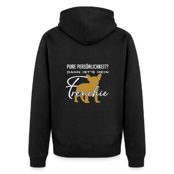 Frenchie Französische Bulldogge Persönlichkeit - Unisex Premium Bio Zip Hoodie - Schwarz - Hinten - Nico (187cm)