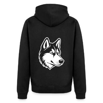 Tête de chien husky - Veste à capuche bio Premium Unisexe - noir - Dos - Nico (187cm)