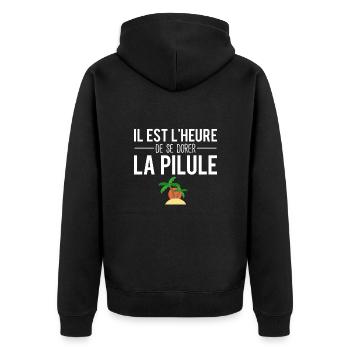 Il est temps de se dorer la pilule vacances humour - Veste à capuche bio Premium Unisexe - noir - Dos - Nico (187cm)