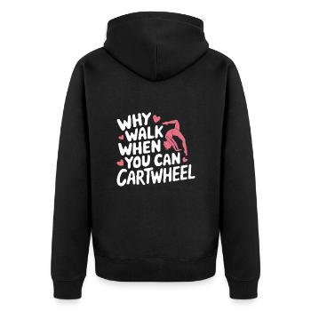 Turnen Turner Gymnastik - Unisex Premium Bio Zip Hoodie - Schwarz - Hinten - Nico (187cm)
