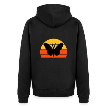 Papillon devant un demi-soleil - Veste à capuche bio Premium Unisexe - noir - Dos - Nico (187cm)