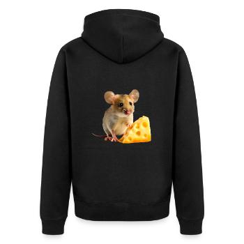 Mouse with cheese - Unisex Premium Organic Zip Hoodie - black - Back - Nico (187cm)
