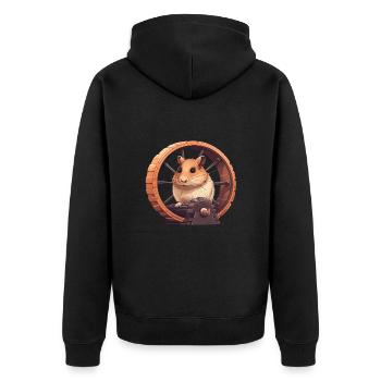 Hamster wheel against the next blackout - Unisex Premium Organic Zip Hoodie - black - Back - Nico (187cm)