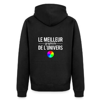 Le meilleur graphiste de l'univers métier humour - Veste à capuche bio Premium Unisexe - noir - Dos - Nico (187cm)