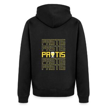 Idée cadeau amateur pastis humour - Veste à capuche bio Premium Unisexe - noir - Dos - Nico (187cm)