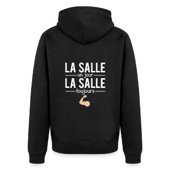 La salle un jour la salle toujours musculation - Veste à capuche bio Premium Unisexe - noir - Dos - Nico (187cm)