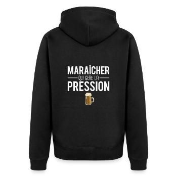 Maraîcher qui gère la pression métier profession - Veste à capuche bio Premium Unisexe - noir - Dos - Nico (187cm)