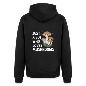 Mushroom Mushrooms Funghi Mushroom - Unisex Premium Organic Zip Hoodie - black - Back - Nico (187cm)