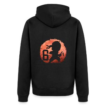 Little Ninja 6th Birthday Boy 6 years old - Unisex Premium Organic Zip Hoodie - black - Back - Nico (187cm)