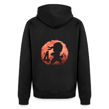Little Ninja 4th Birthday Boy 4 years old - Unisex Premium Organic Zip Hoodie - black - Back - Nico (187cm)